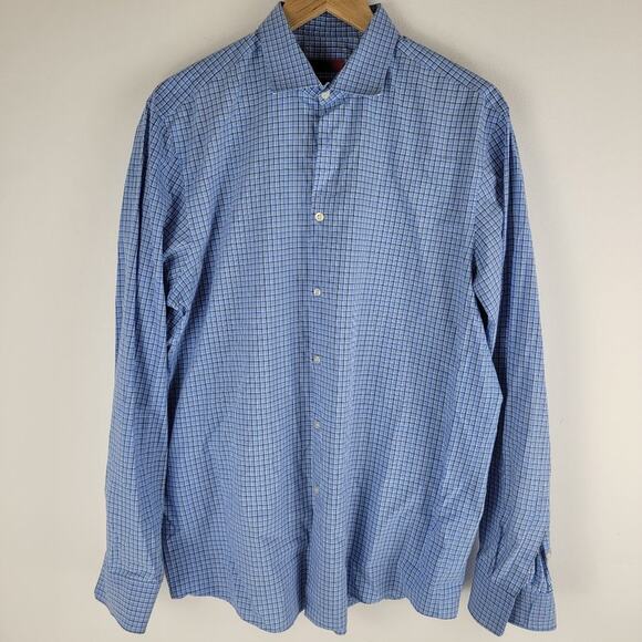 Hugo Boss C-Mabel Dress Shirt Long Sleeve Button Up Check Size 17 - Picture 1 of 5
